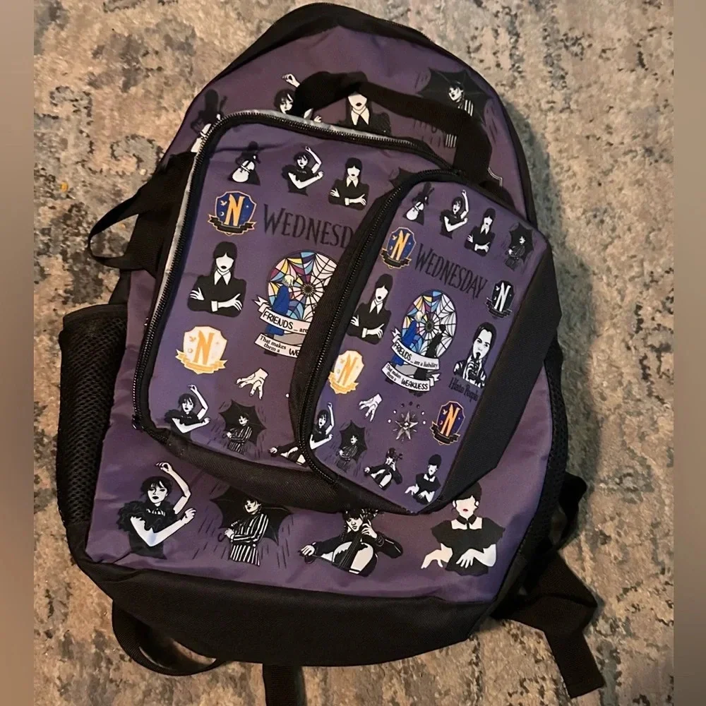 Wednesday Addams backpack, lunch bag and pencil pouch